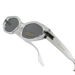 Clear Frame Mirror Lens Oval Sunglasses Trendy Fashion Designer UV400 Protection